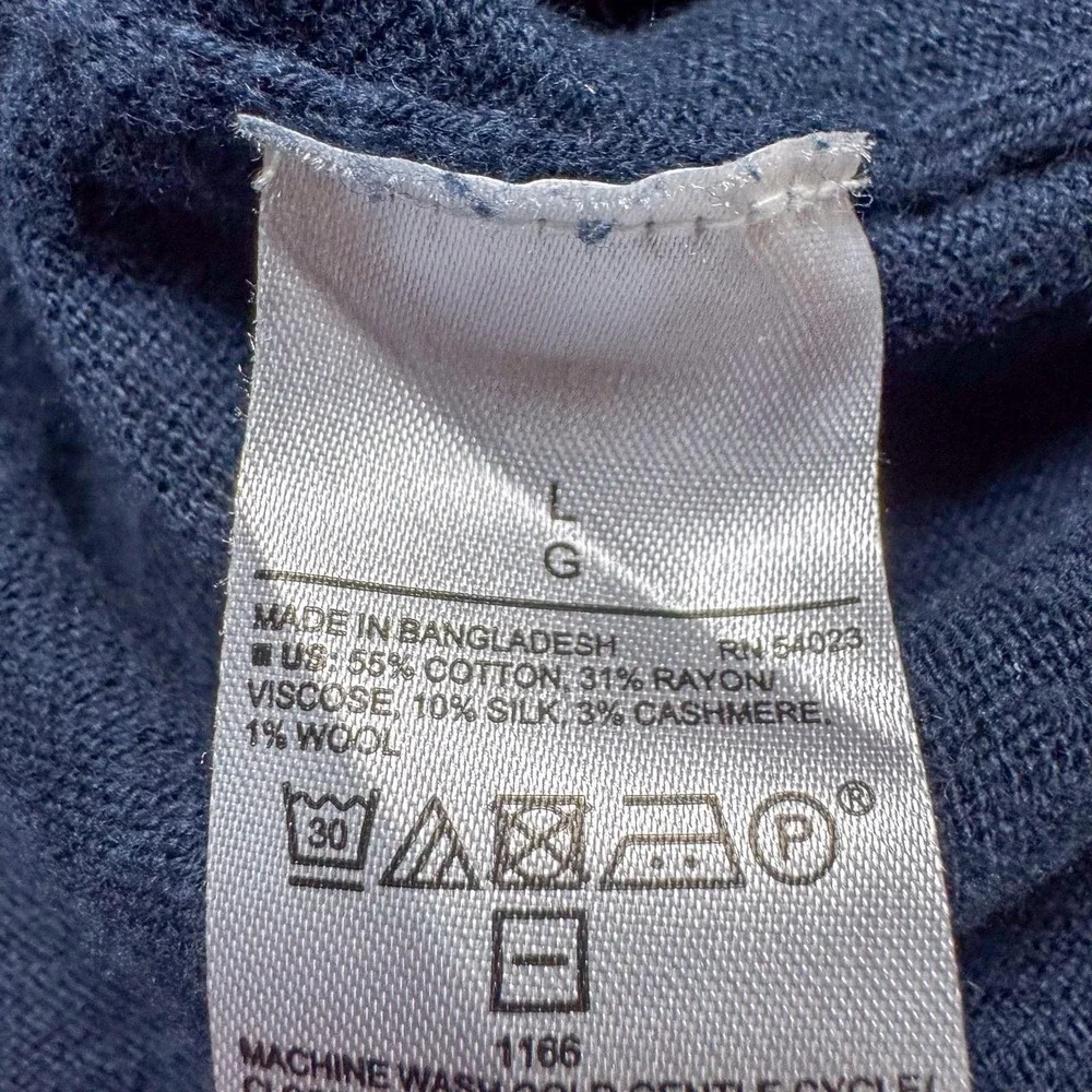 Banana Republic Sweater Mens Large Blue Silk Cashmere 1/4 Zip Mock Neck Pullover